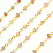 Strawberry Quartz Gold Plated Wire Chain